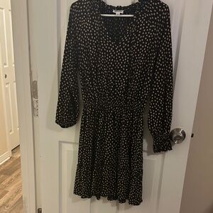 Chic Long Sleeve Black Dress with Gold Dots